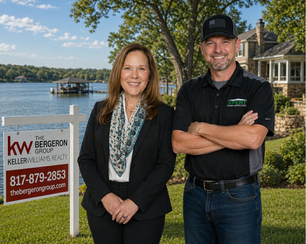 Brandon Tidwell collaborating with a Realtor during a Central Arkansas home inspection